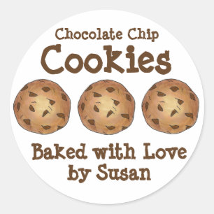 Schokolade Chip Cookies gebacken mit Liebe Bäckere Runder Aufkleber