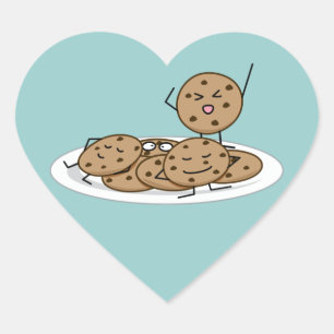 Schokolade Chip Cookies gebackene Tellerdessert Herz-Aufkleber