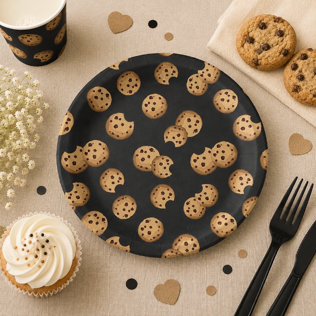 Schokolade Chip Cookies Halbpension Geburtstagspap Pappteller (Chocolate Chip Patterned Paper Plates )