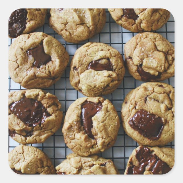 Schokolade Chip Cookies Quadratischer Aufkleber (Vorderseite)
