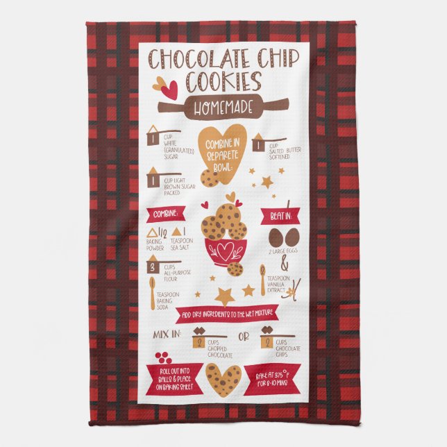Schokolade Chip Cookies Rezept Feierliche Weihnach Geschirrtuch (Vertikal)