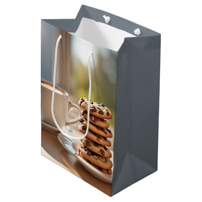 Schokolade Chip Cookies und Kaffee Mittlere Geschenktüte (Vorderseite Schrägansicht)