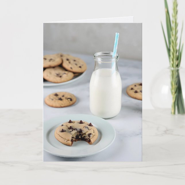 Schokolade Chip Cookies und Milch Karte (Vorderseite)