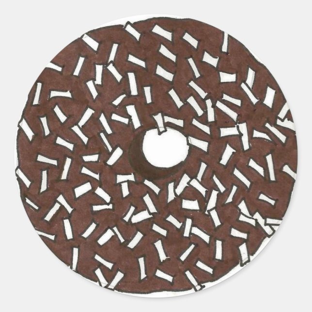 Schokolade Coconut Kuchen Donut Doughnut Frühstück Runder Aufkleber (Vorderseite)