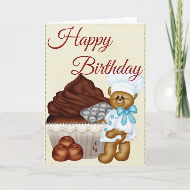 Schokolade Cupcake Baker Happy Birthday Card Karte (Vorderseite)