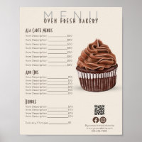 Schokolade Cupcake Beige Menü Bäckerei Preis List