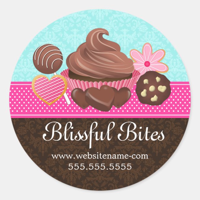 Schokolade Cupcake Cake Pops Cookies Siegel Runder Aufkleber (Vorderseite)