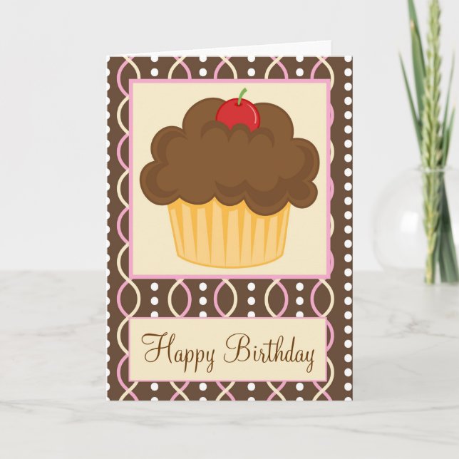 Schokolade Cupcake Happy Birthday Card Karte (Vorderseite)