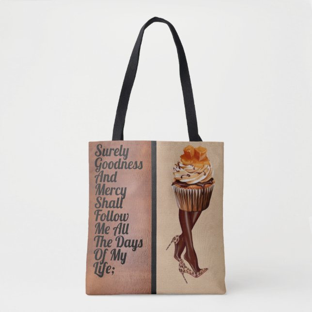 Schokolade Cupcake Lady-Psalm 23:6d Tasche (Vorderseite)