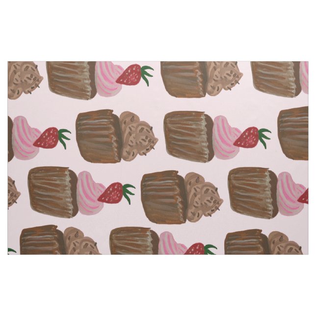 Schokolade Cupcake Strawberry Muster Stoff (Fat Quarter (45,7 x 55,9 cm))