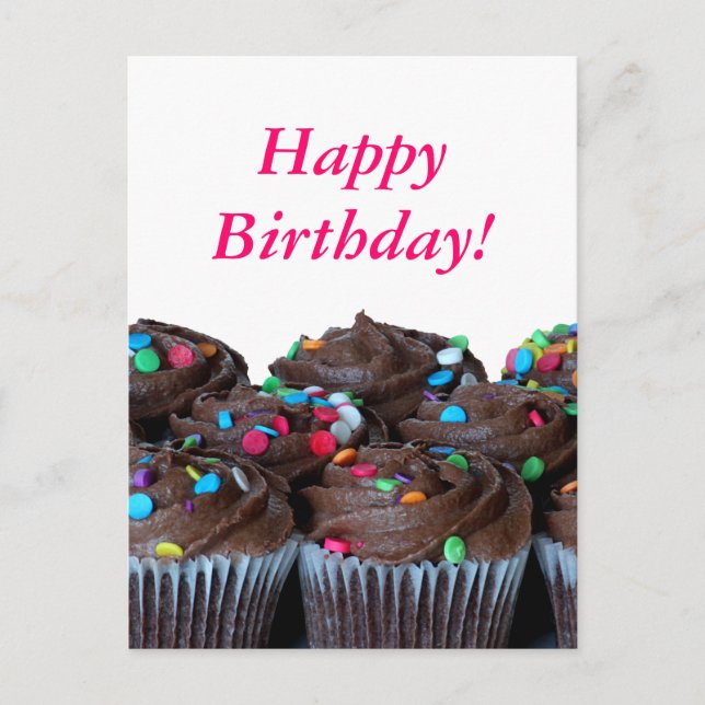 Schokolade Cupcakes Happy Birthday Postcard Postkarte (Vorderseite)