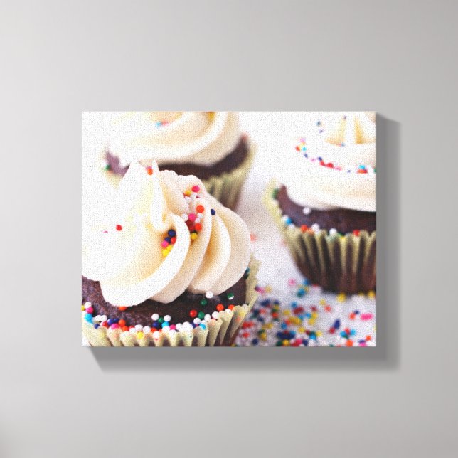 Schokolade Cupcakes Sprinkles Vanilla Zuckerguss Leinwanddruck (Vorderseite)