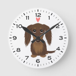 Schokolade Dackel mit Niedlichem Hund des Herzens Runde Wanduhr