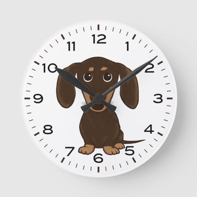 Schokolade Dackel Niedliche Dackel Hund Runde Wanduhr (Vorderseite)