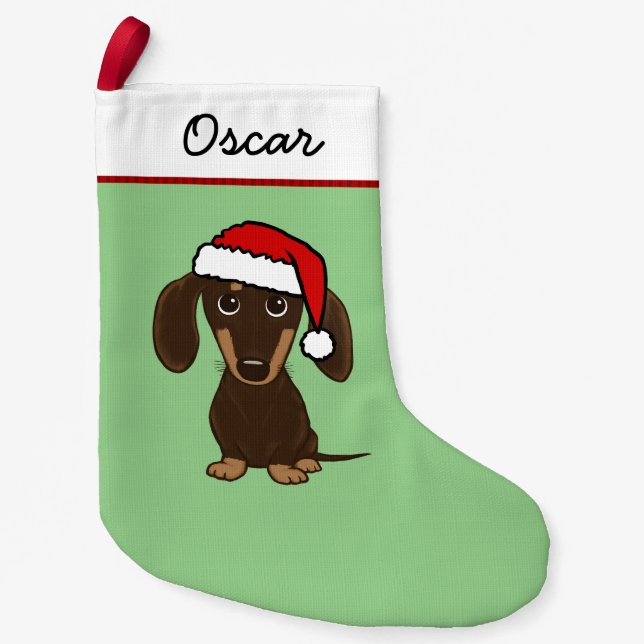 Schokolade Dackel Santa Niedlich Dackel Hund Kleiner Weihnachtsstrumpf (Vorderseite)