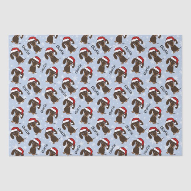 Schokolade Dackel Weihnachts-Individuelle Name Nie Seidenpapier (Vorderseite)