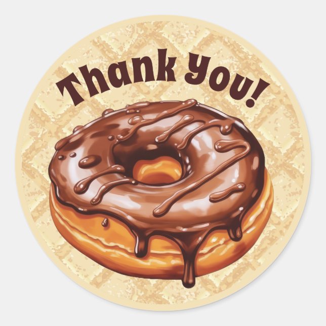 Schokolade Donut Danke, Aufkleber, Schokolade Runder Aufkleber (Vorderseite)