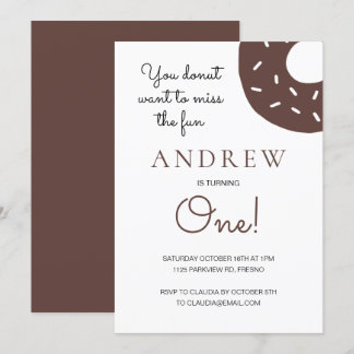 Schokolade Donut verwandelt einen ersten Geburtsta Einladung