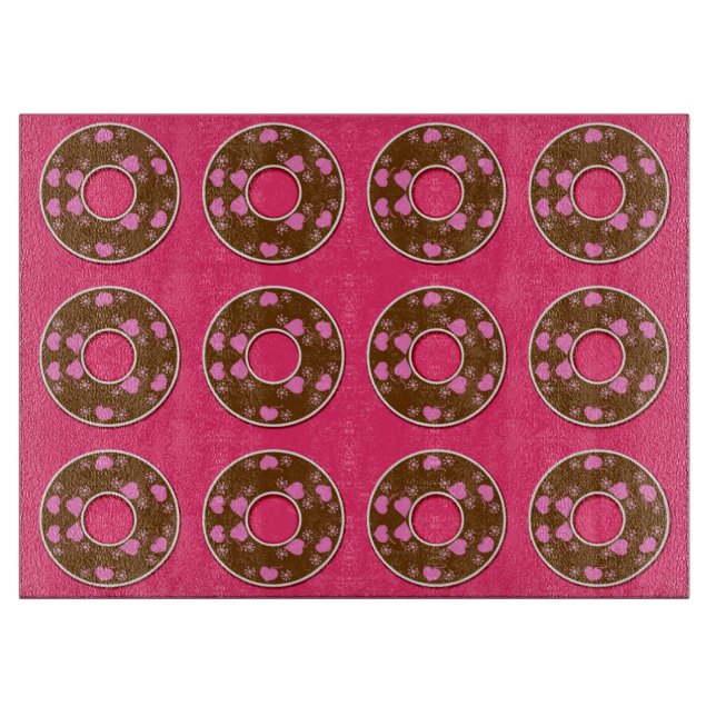 Schokolade Donuts auf heißen rosa Schnittpappe Schneidebrett (Vorderseite)