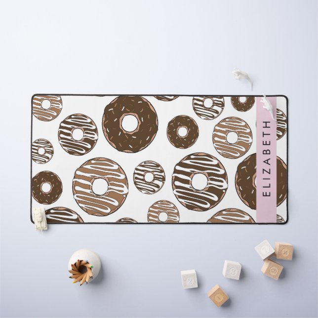 Schokolade Donuts, Karamellabüsse, Icing, Ihr Name Schreibtischunterlage (Kindertisch)