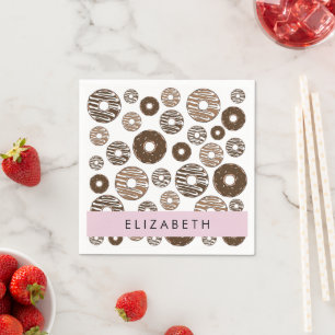 Schokolade Donuts, Karamellabüsse, Icing, Ihr Name Serviette