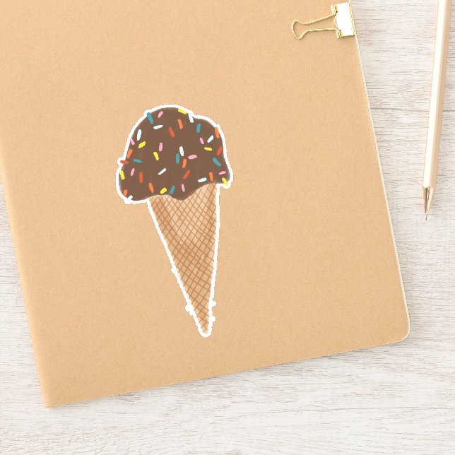 Schokolade Eiscreme Kone mit Sprinklen Illustratio Aufkleber (Notizbuch)