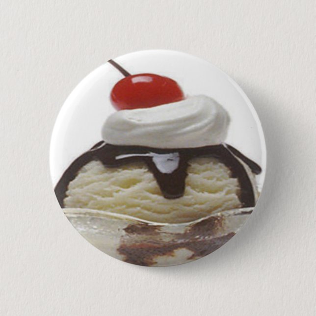 Schokolade Eiscreme Sundae Button (Vorderseite)