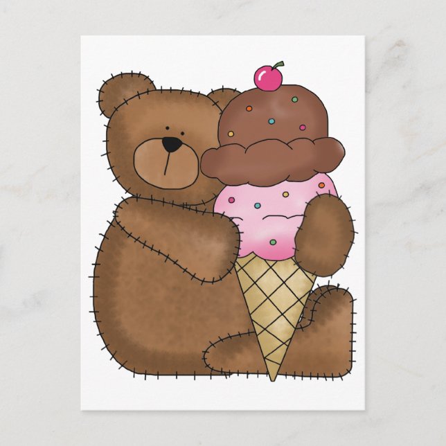 Schokolade Eiscreme Teddy Postkarte (Vorderseite)