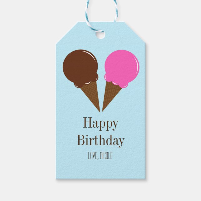 Schokolade & Erdbeere Eis Creme Party Geschenk Tag Geschenkanhänger (Vorderseite)