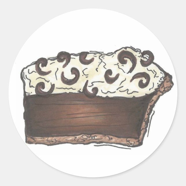 Schokolade Feinschmecker Pie Slice Nachtisch Runder Aufkleber (Vorderseite)