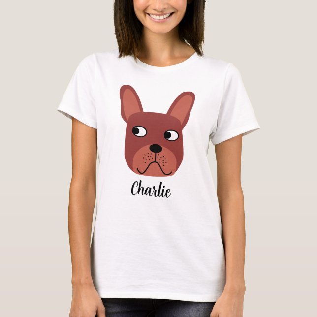 Schokolade French Bulldog Personalisiert T-Shirt (Vorderseite)
