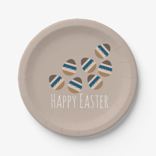 Schokolade Frohe Ostern Eier Erdtöne Blau Braun Pappteller