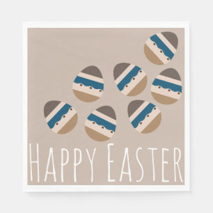 Schokolade Frohe Ostern Eier Erdtöne Blau Braun Serviette