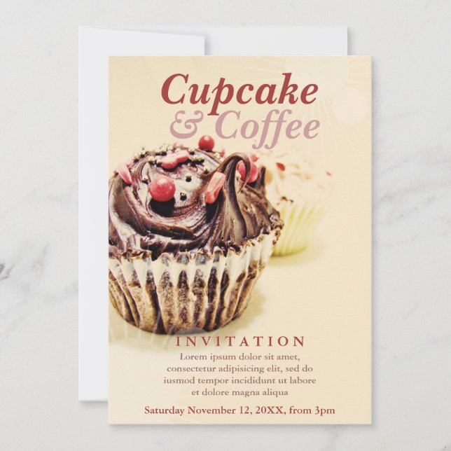 Schokolade Fudge Cupcake Einladung (Vorderseite)