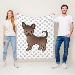 Schokolade, glatter Coat Chihuahua Cartoon Dog & P Fleecedecke
