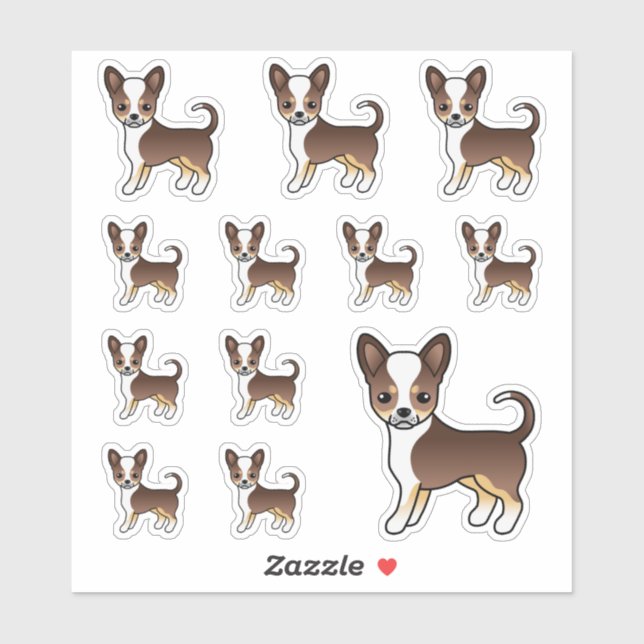 Schokolade, glatter Coat Chihuahua Niedliche Hunde Aufkleber (Blatt)