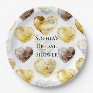 Schokolade Gold White Hearts Brautparty Pappteller