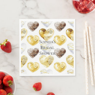 Schokolade Gold White Hearts Brautparty Serviette