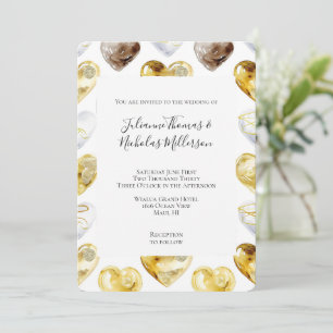 Schokolade Gold White Hearts Wedding Einladung