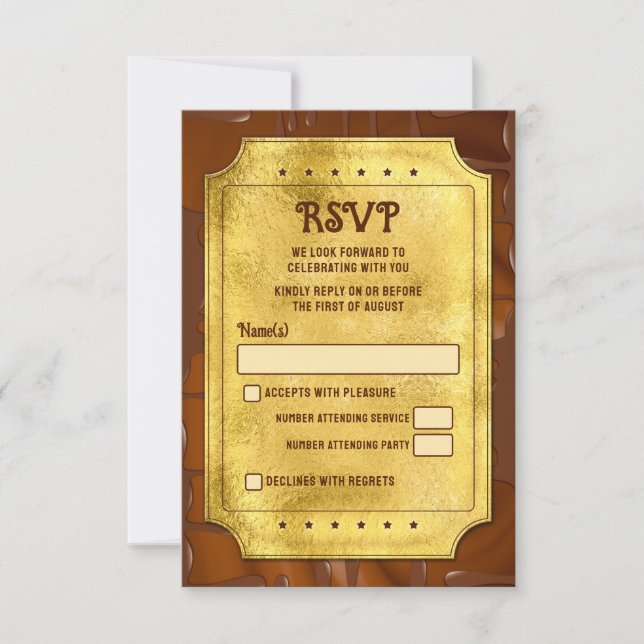 Schokolade Golden Ticket Bat Bar Mitzvah UAWG RSVP Karte (Vorderseite)