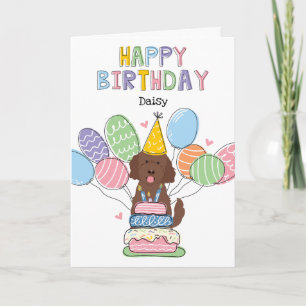 Schokolade Goldendoodle Hund Happy Birthday Card Karte