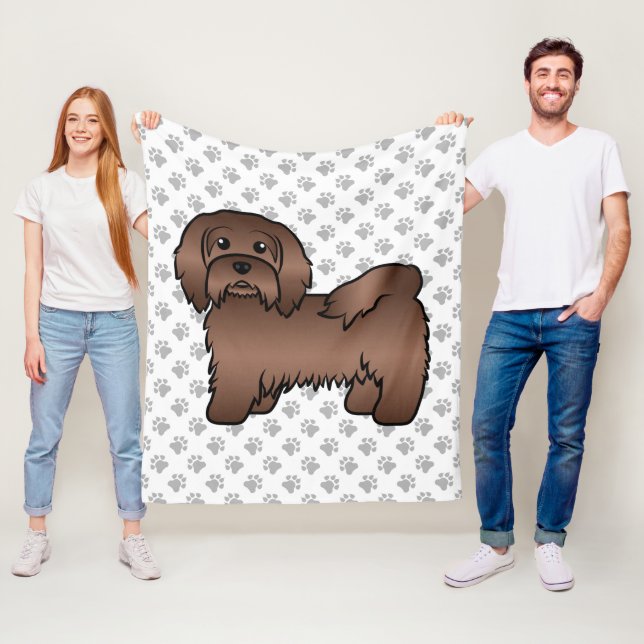 Schokolade Havanese Niedlich Cartoon Dog Illustrat Fleecedecke (Beispiel)