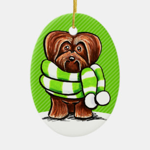 Schokolade Havanese Winter-Schal Keramik Ornament
