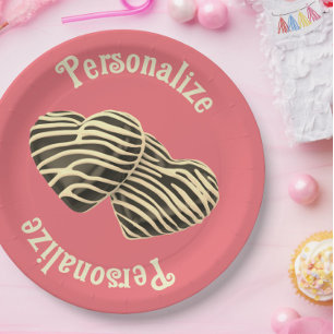 Schokolade Herz-rosa niedliche Liebe Pappteller