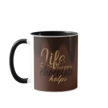 Schokolade hilft braune Tasse