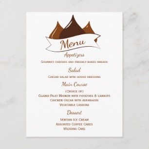 Schokolade Kisses Brown und White Menu Einladung