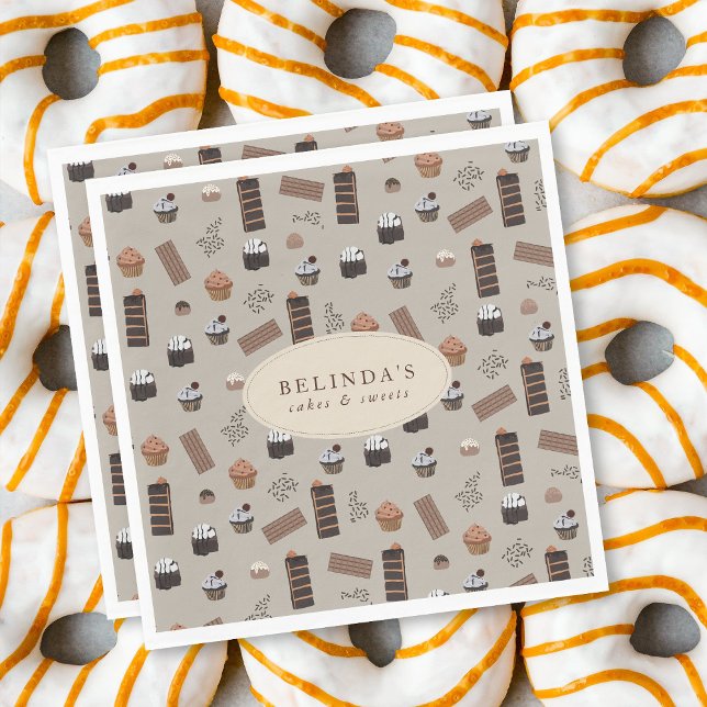 Schokolade Koch Individuelle Name Serviette (Chocolate Theme Bakery Chef Custom Name Napkins)