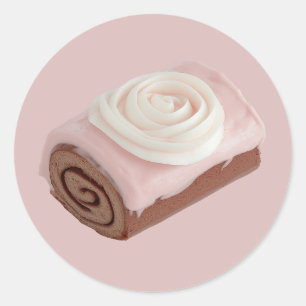 Schokolade Kuchen mit rosa Zuckerguss Runder Aufkleber
