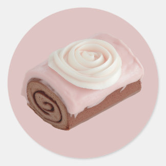 Schokolade Kuchen mit rosa Zuckerguss Runder Aufkleber
