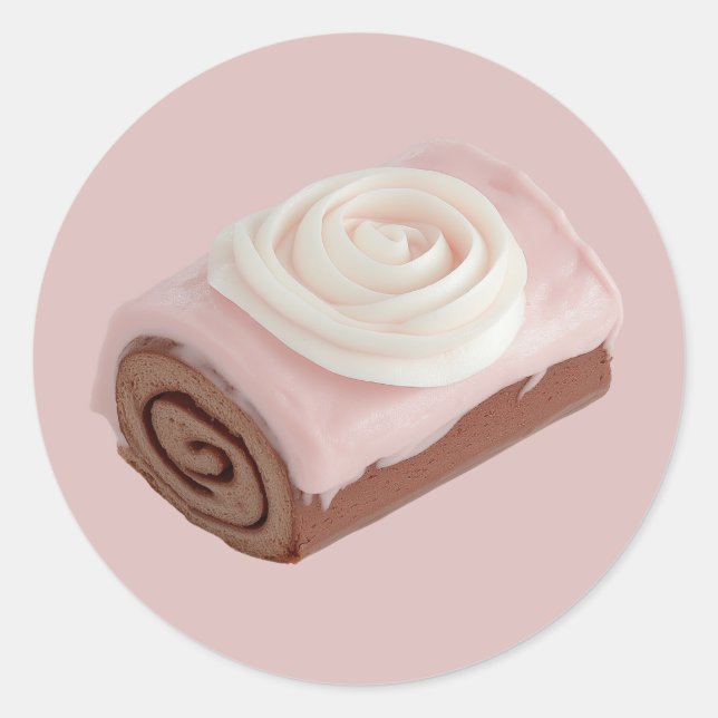 Schokolade Kuchen mit rosa Zuckerguss Runder Aufkleber (Vorderseite)